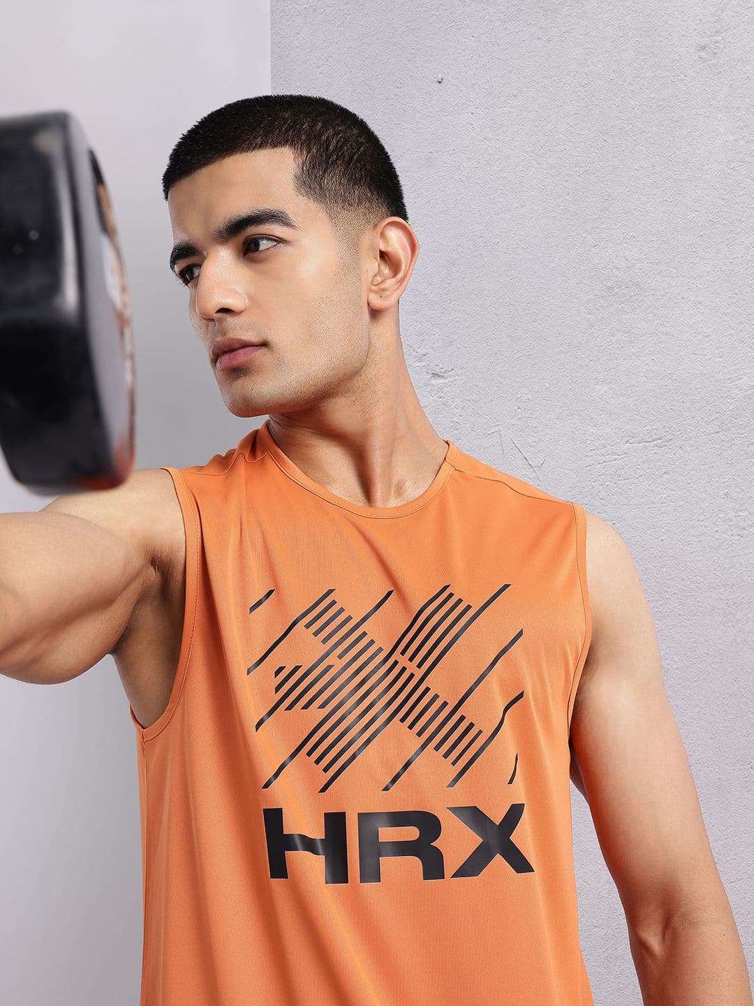 HRX by Hrithik Roshan Brand Logo Printed Sleeveless Rapid-Dry Training T-shirt - view 1