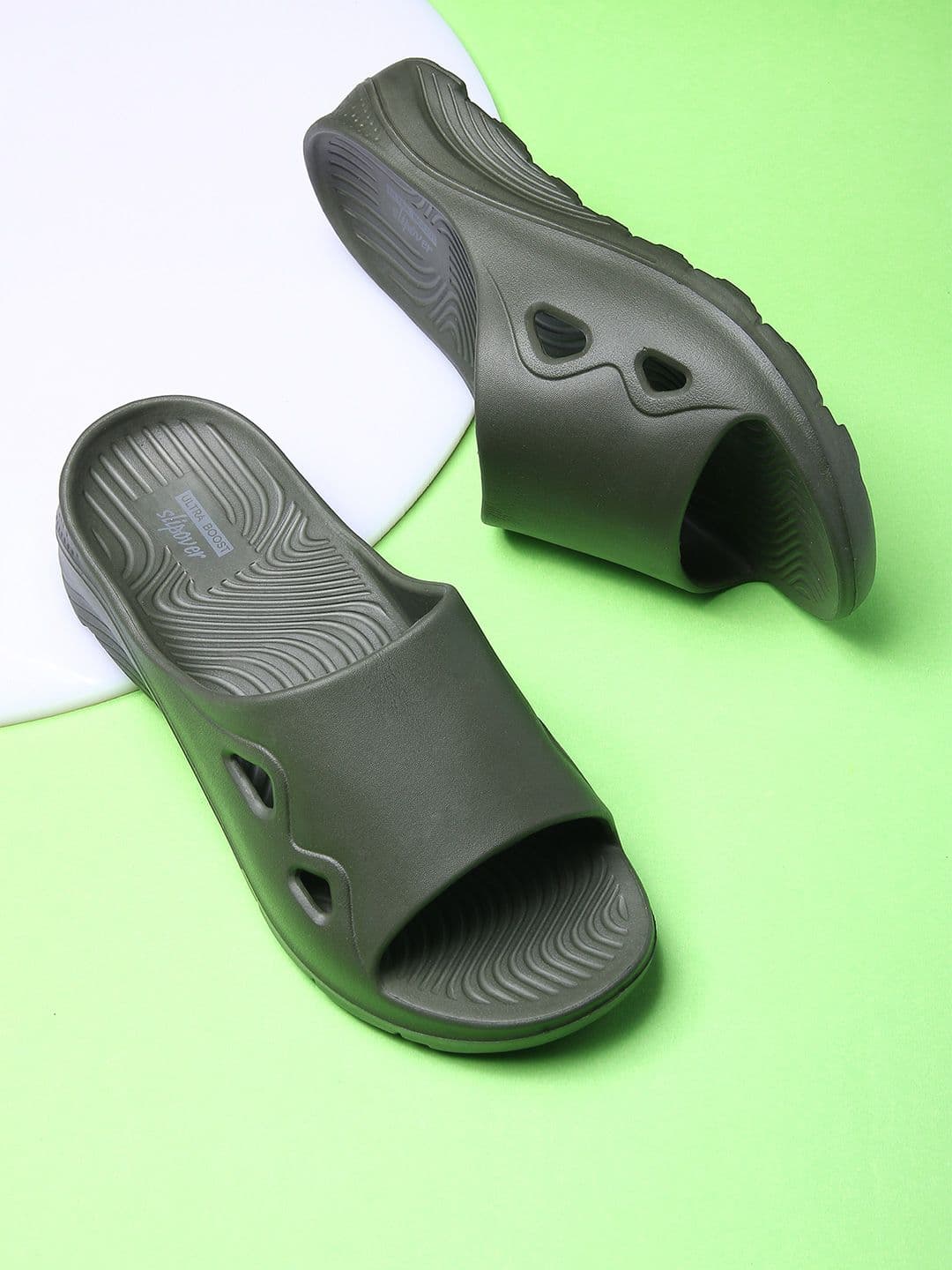 Slipover Men Self Design PU Sliders - view 1