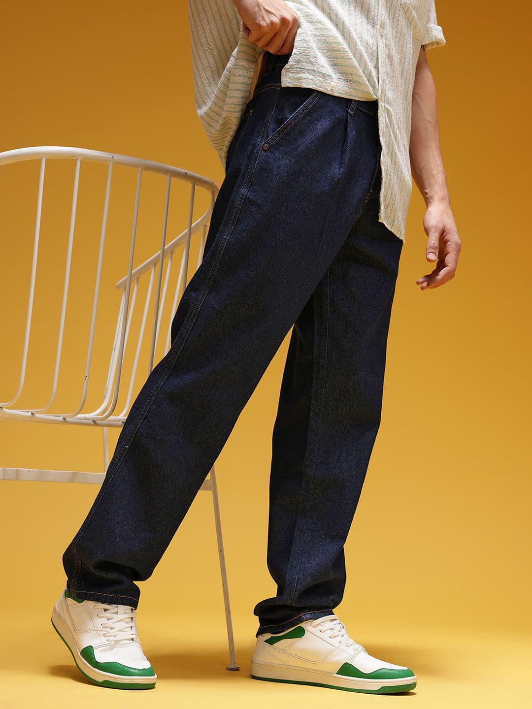 HERE&NOW Men Regular Fit Pure Cotton Pleated Jeans - view 1