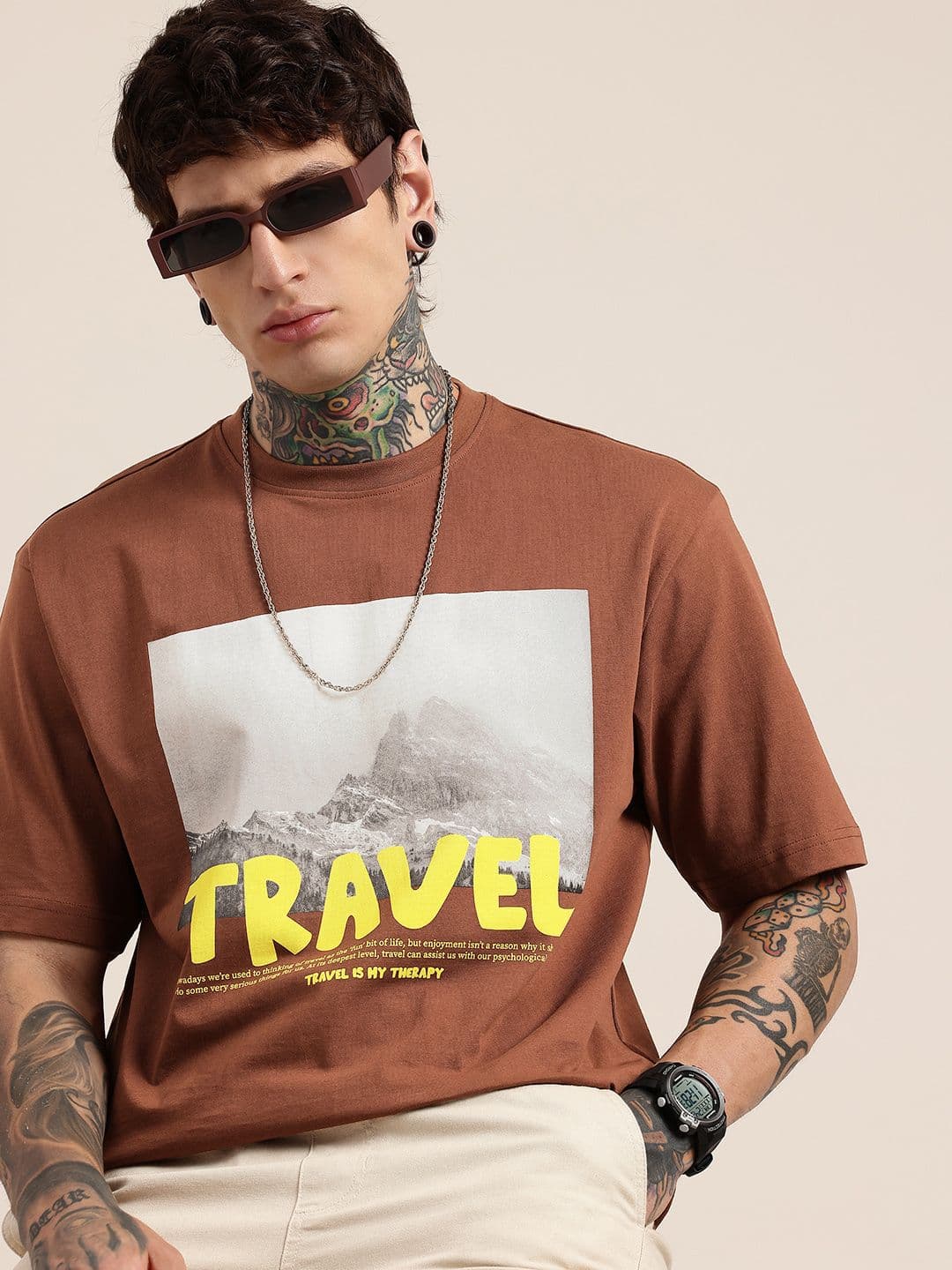 HERE&NOW Relaxed Fit Graphic Printed Pure Cotton T-shirt - view 1