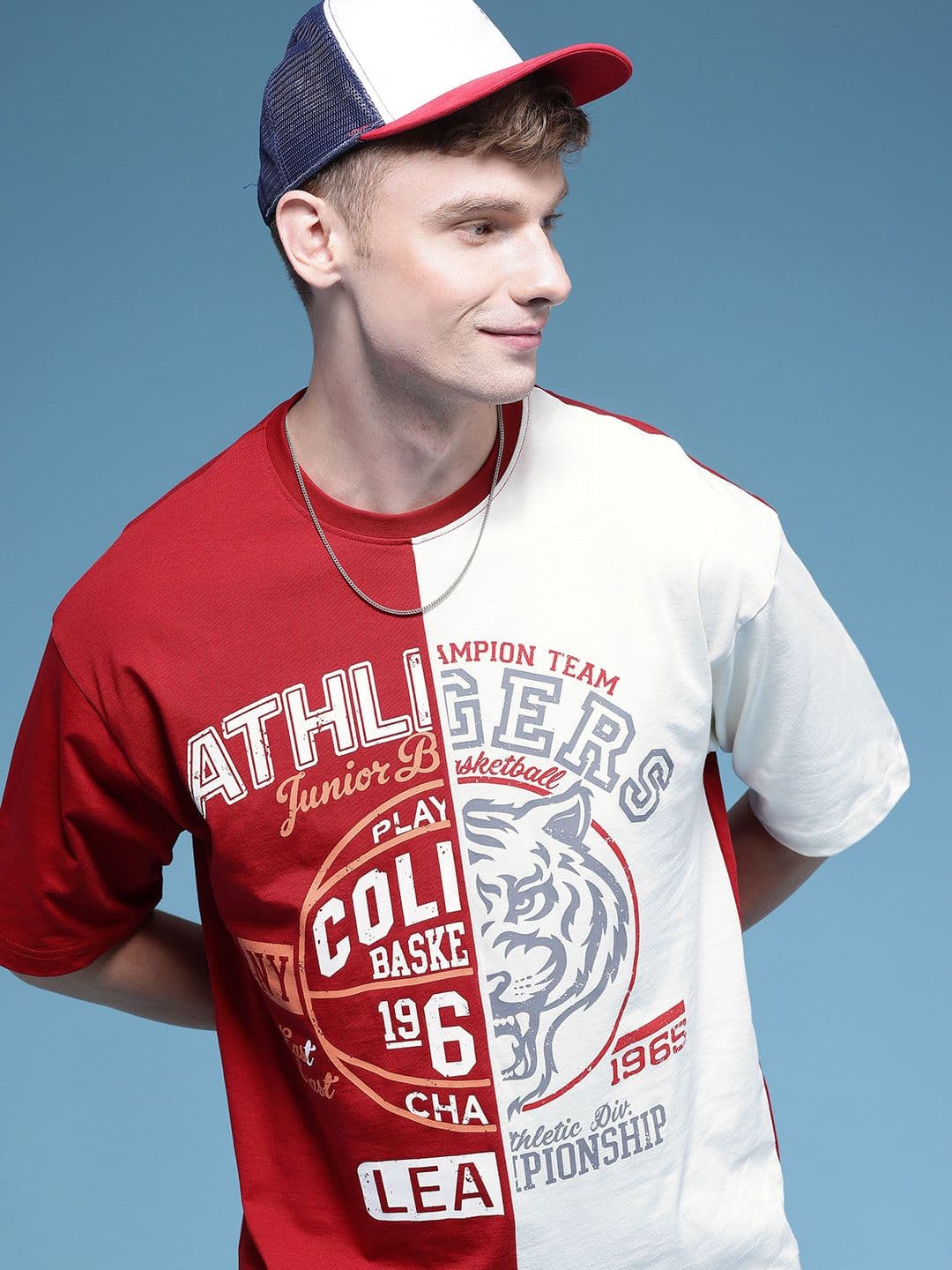 HERE&NOW Typography Printed Drop-Shoulder Sleeves Pure Cotton Oversized T-shirt - view 1