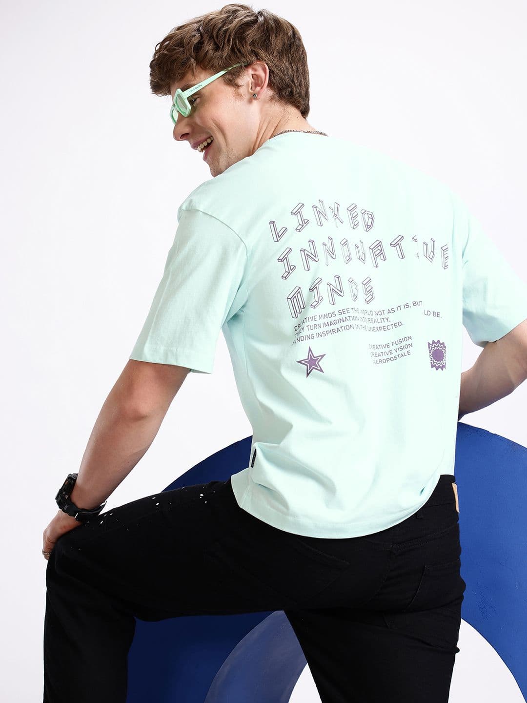 Aeropostale Pure Cotton Typography Printed Drop-Shoulder Sleeves Relaxed Fit T-shirt - view 1