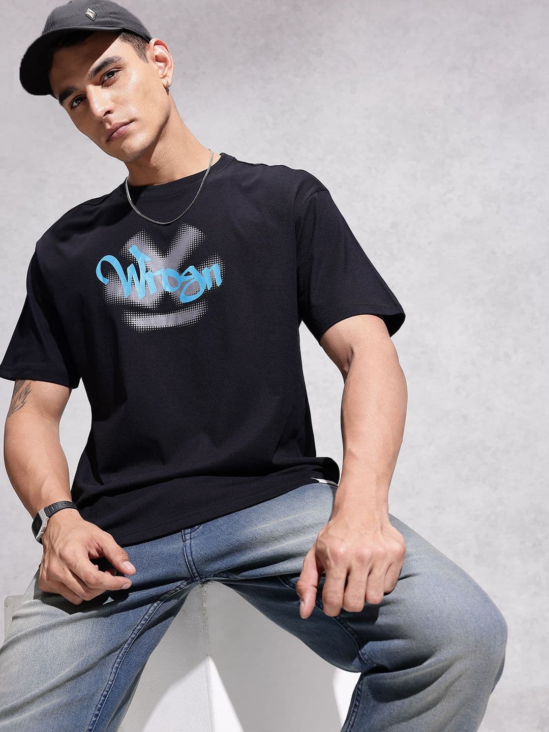 WROGN Brand Logo Printed Pure Cotton Oversized T-shirt - view 1