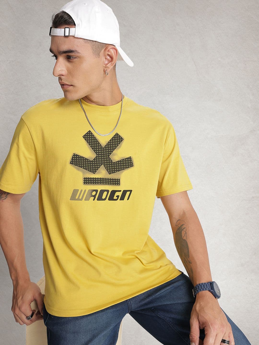 WROGN Oversized Fit Graphic Printed Pure Cotton T-shirt - view 1