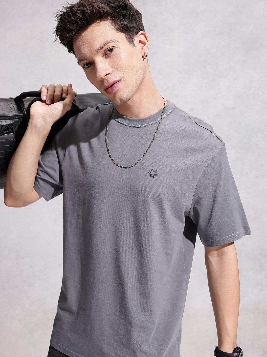 WROGN Drop-Shoulder Sleeves Pure Cotton Oversized T-shirt - view 1