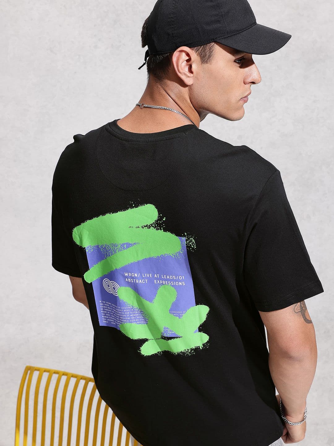 WROGN Graphic Printed Drop-Shoulder Sleeves Cotton Oversized T-shirt - view 1