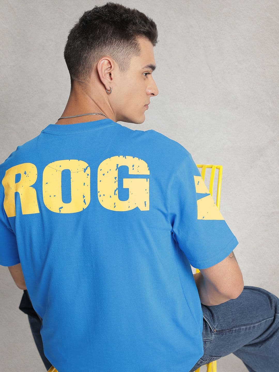 WROGN Printed Drop-Shoulder Sleeves Oversized Cotton T-shirt - view 1