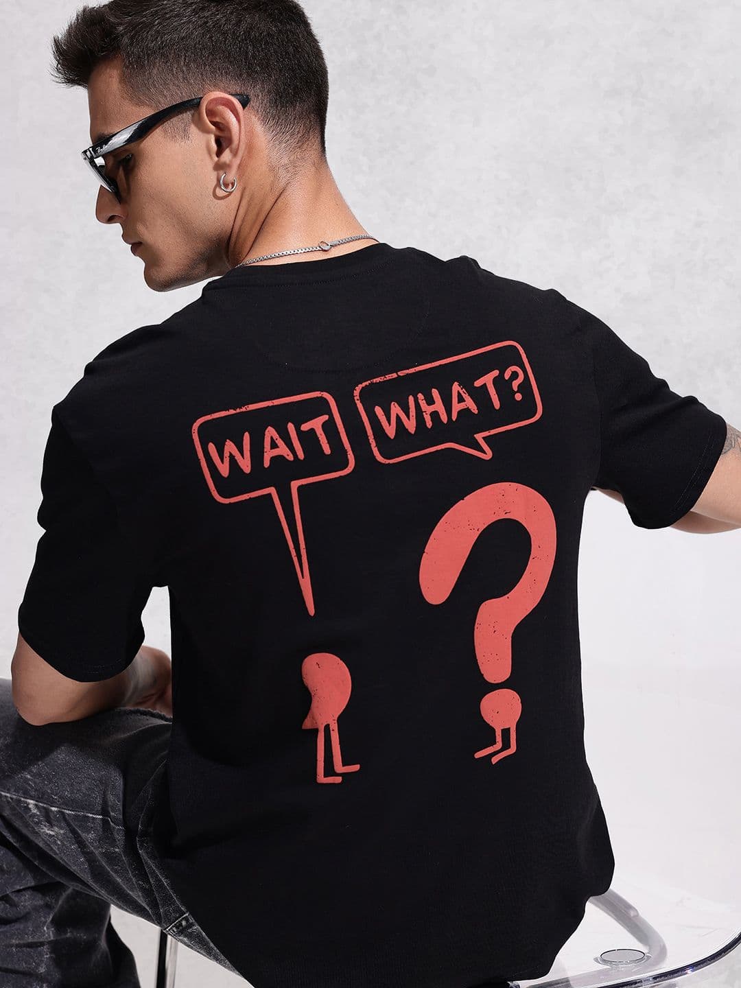 WROGN Typography Printed Drop-Shoulder Sleeves Cotton Oversized T-shirt - view 1