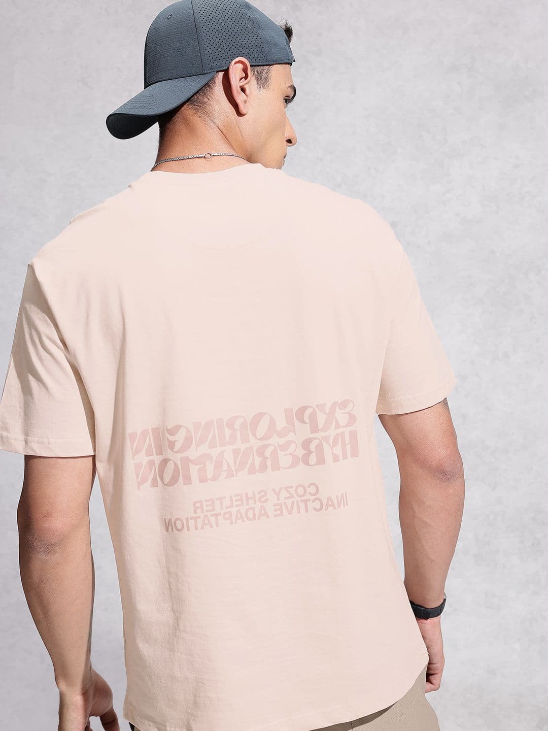 WROGN Cotton Typography Printed Drop-Shoulder Sleeves Oversized T-shirt - view 1