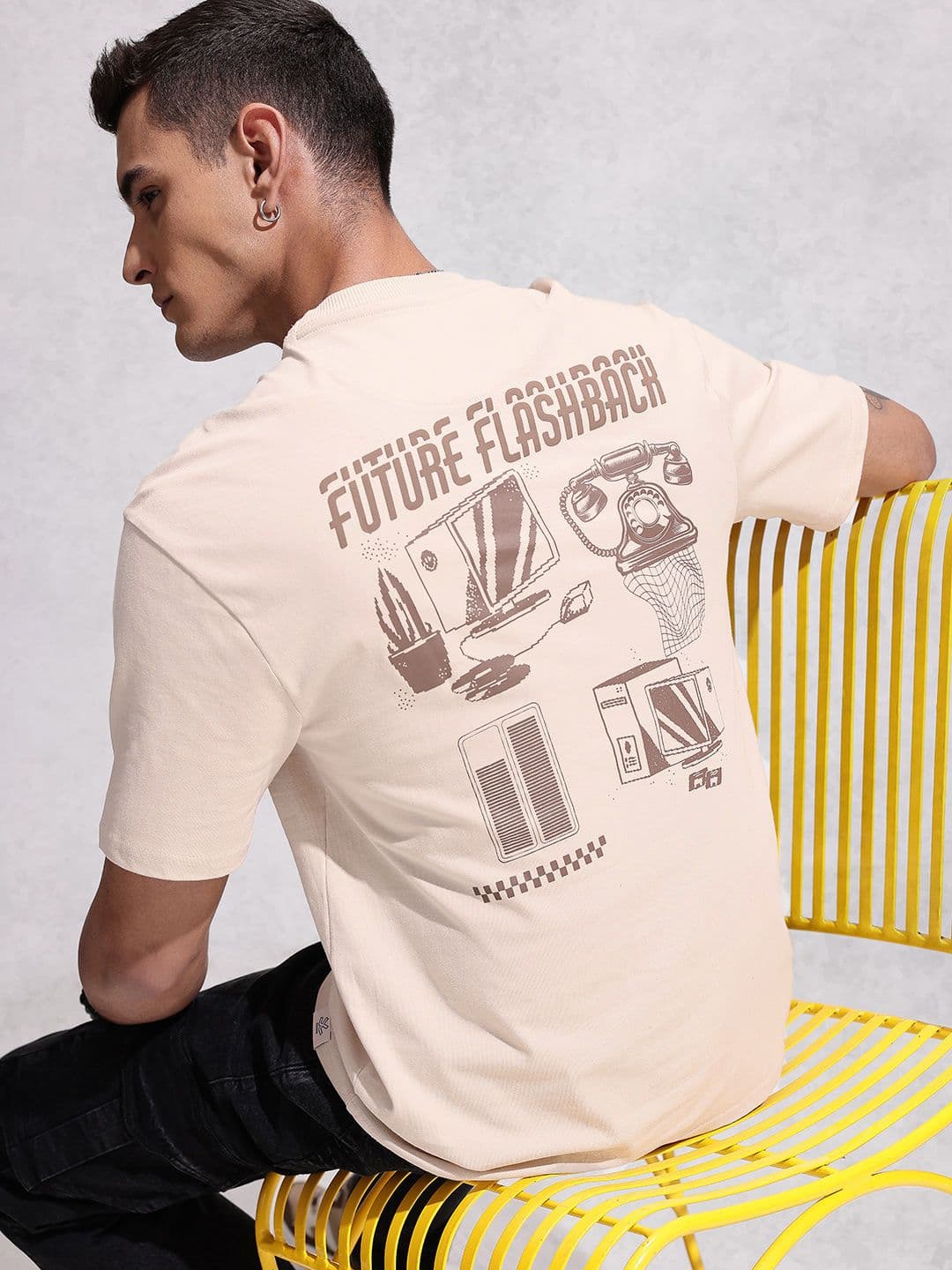 WROGN Oversized Fit Graphic Printed Cotton T-shirt - view 1