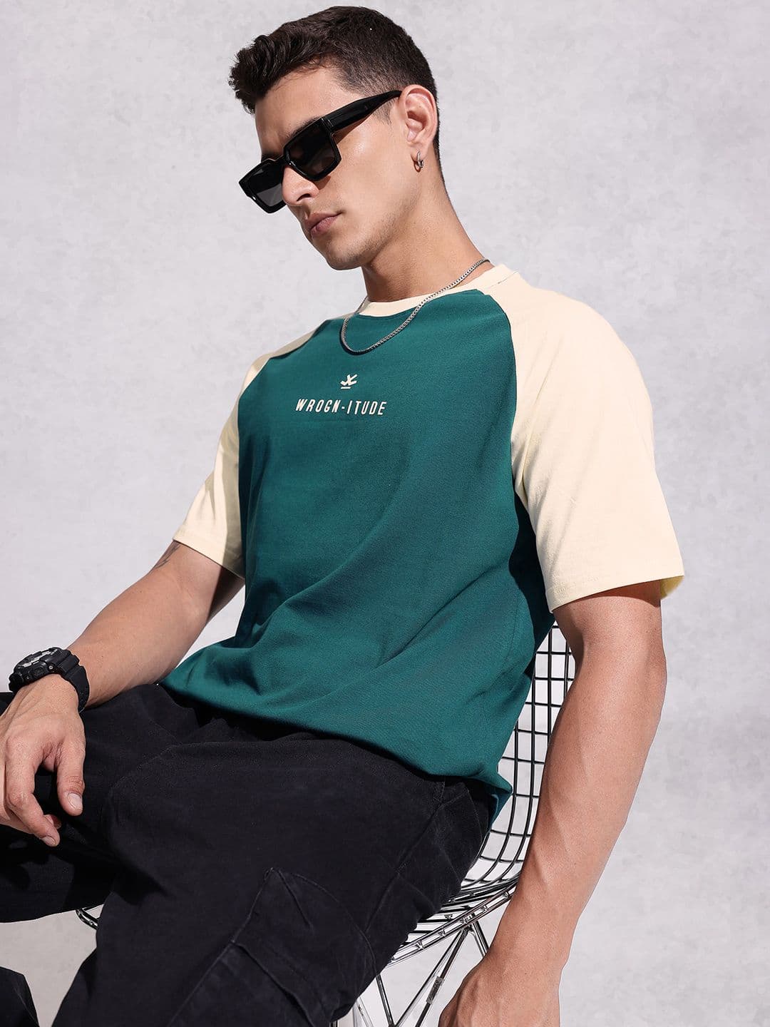 WROGN Pure Cotton Raglan Sleeves Oversized T-shirt - view 1