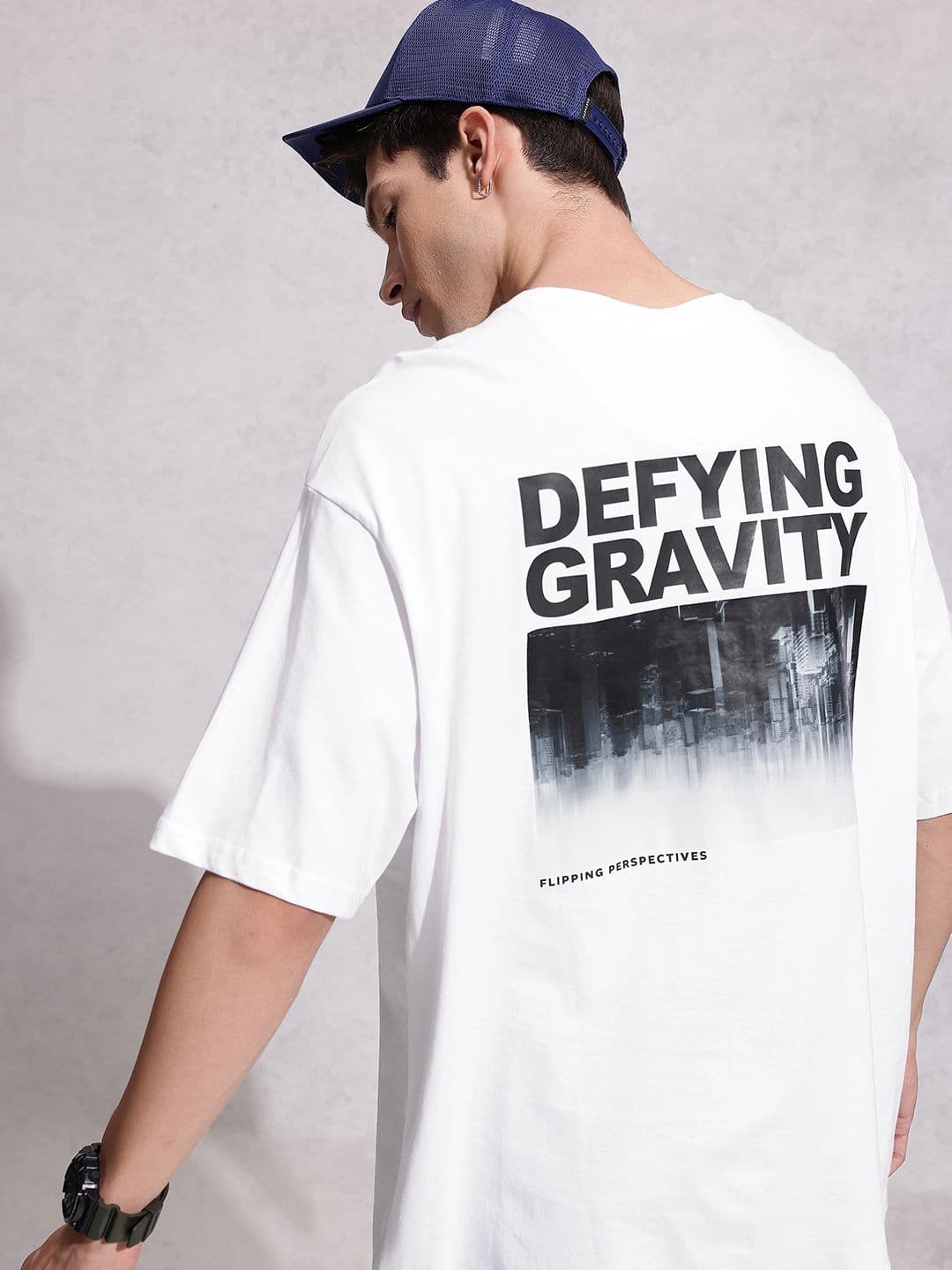 WROGN Graphic Printed Drop-Shoulder Sleeves Pure Cotton Oversized T-shirt - view 1