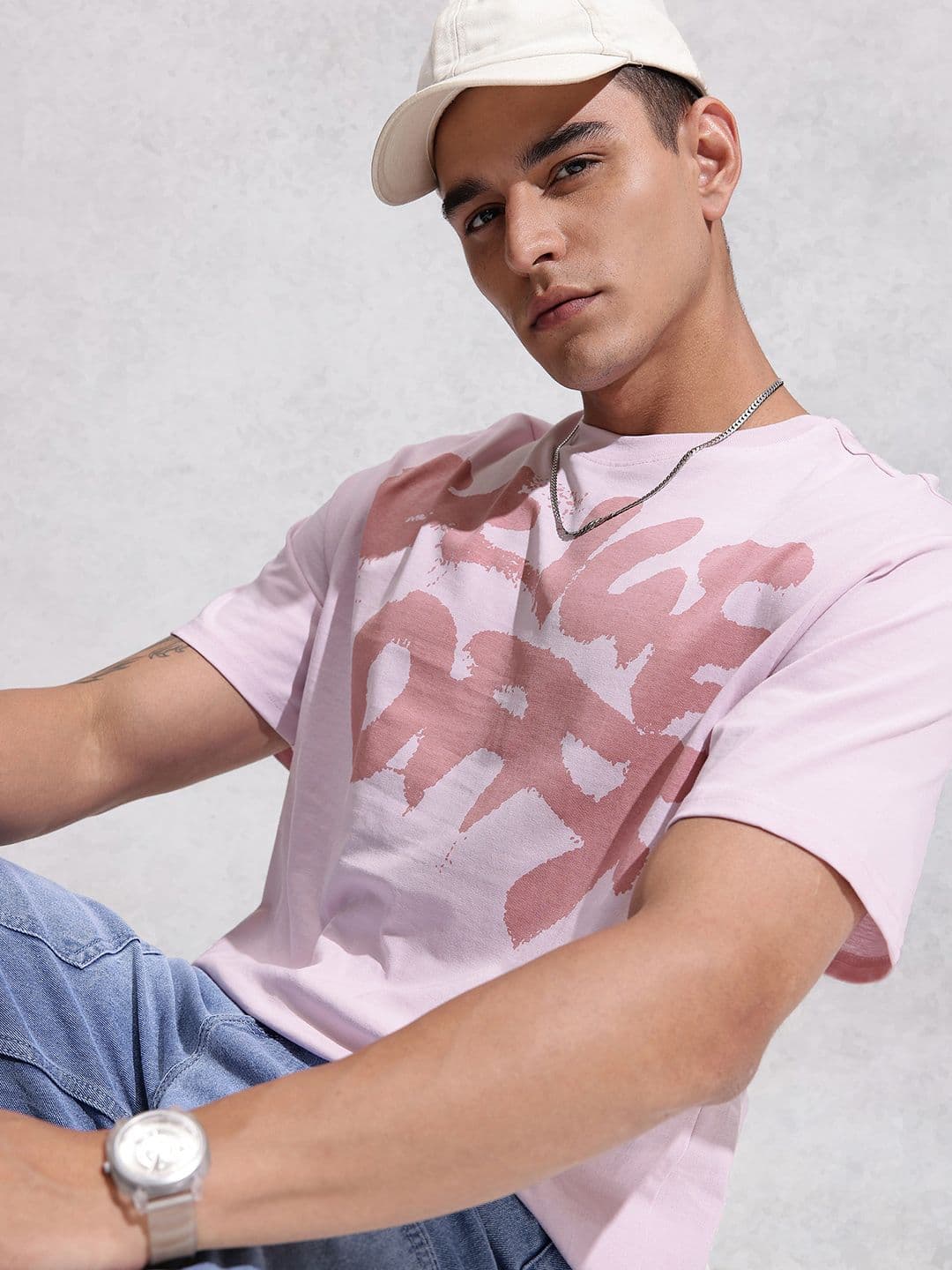 WROGN Typography Printed Drop-Shoulder Sleeves Cotton Oversized T-shirt - view 1