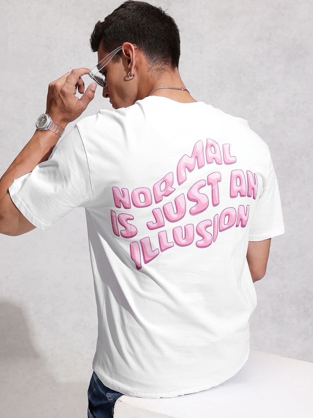 WROGN Pure Cotton Typography Printed Oversized T-shirt - view 1