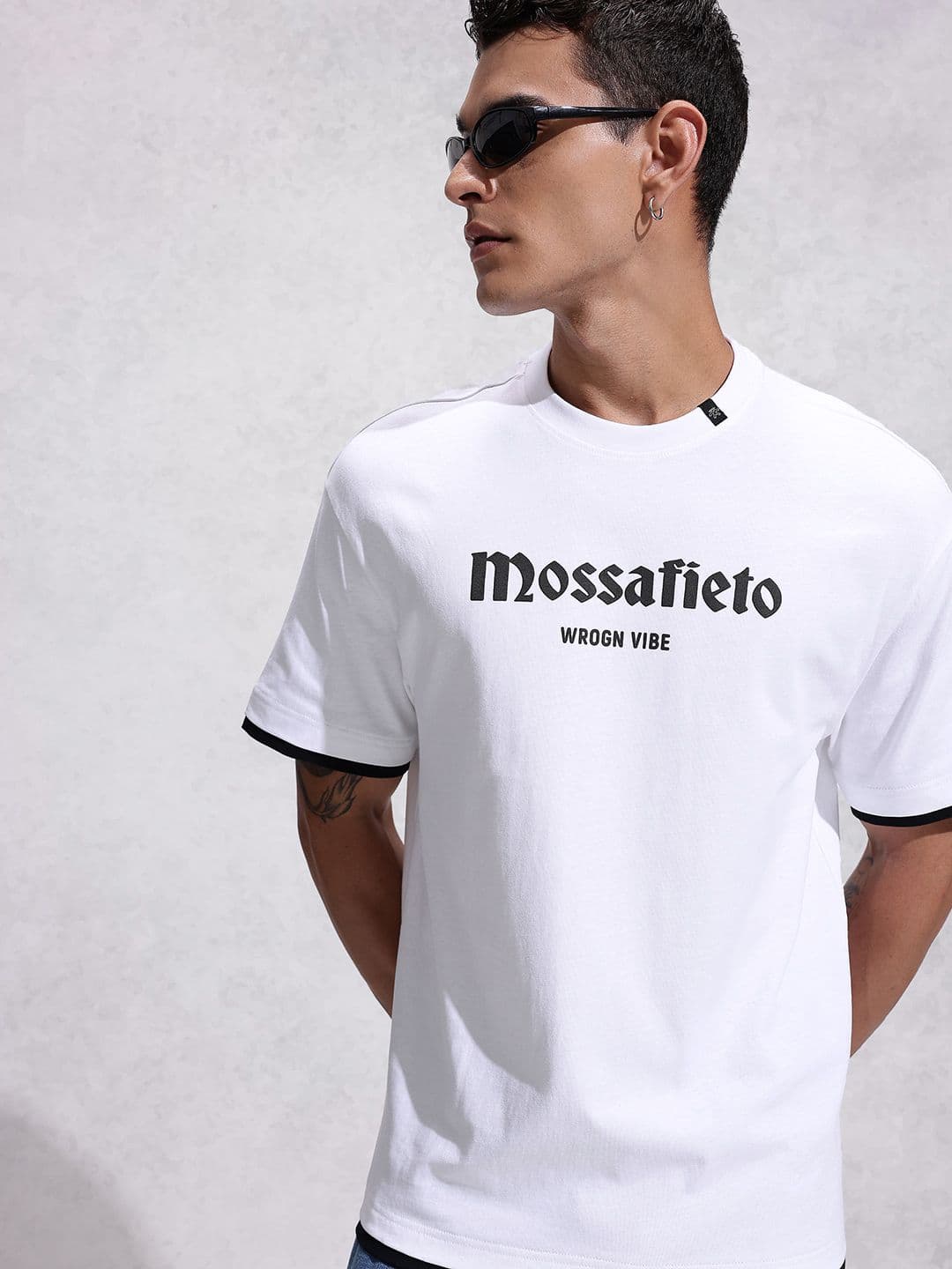 WROGN Oversized Fit Typography Printed Pure Cotton T-shirt - view 1