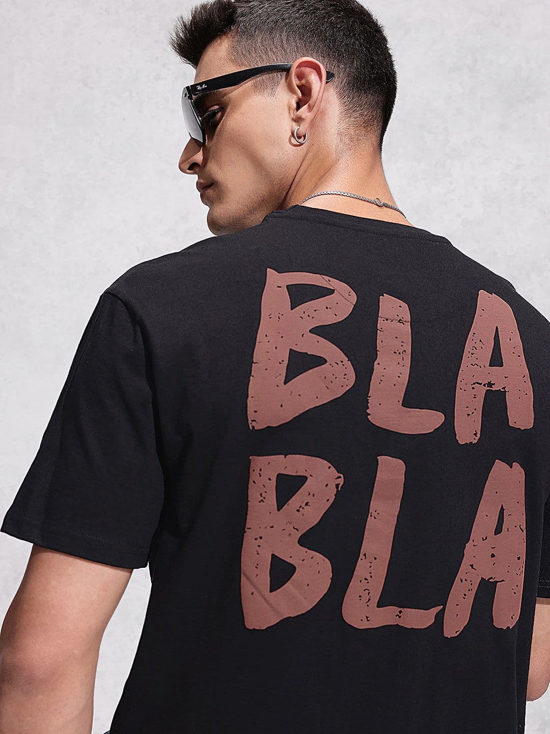 WROGN Typography Printed Drop-Shoulder Sleeves Cotton Oversized T-shirt - view 1