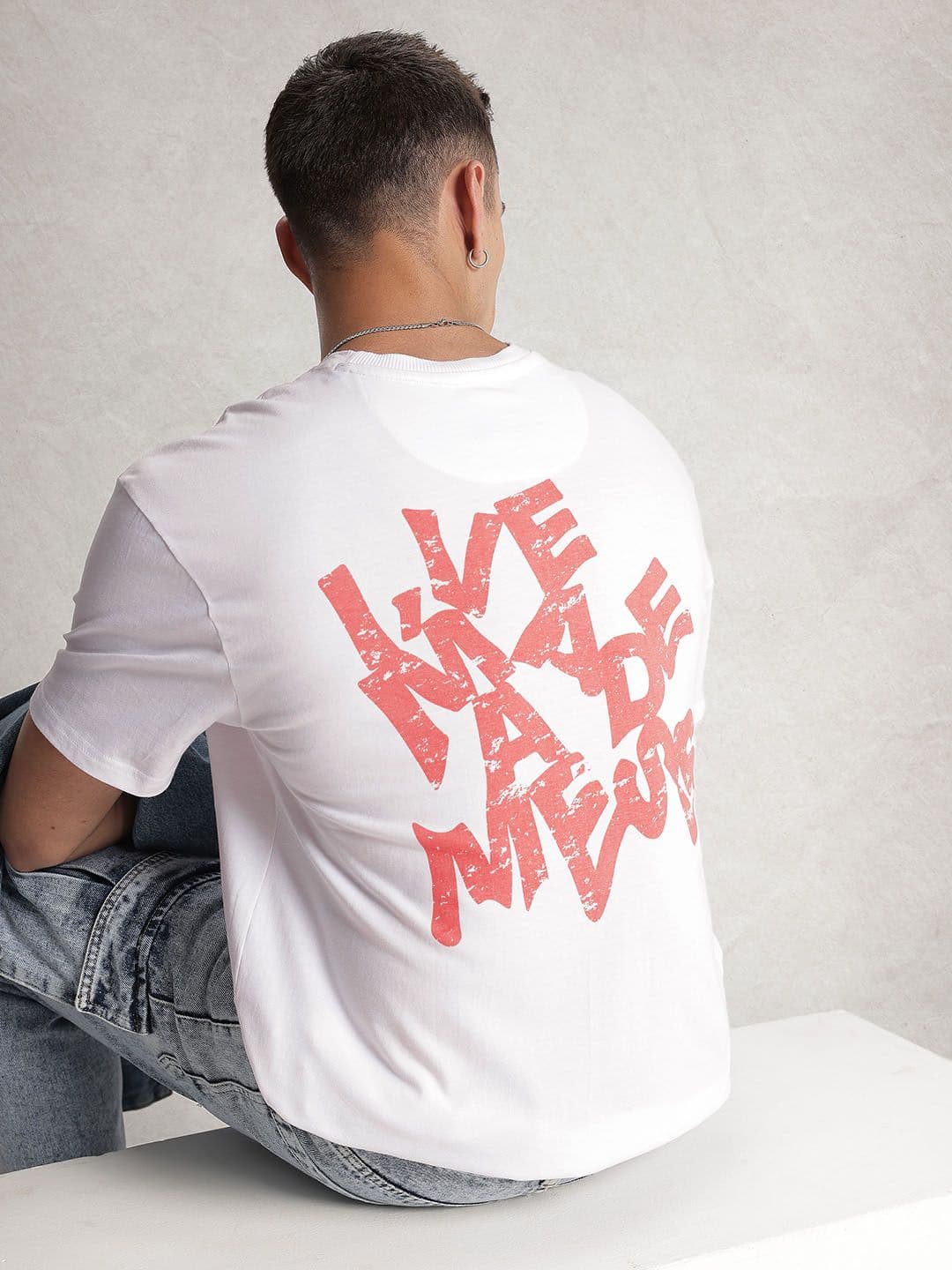 WROGN Oversized Fit Typography Printed Cotton T-shirt - view 1