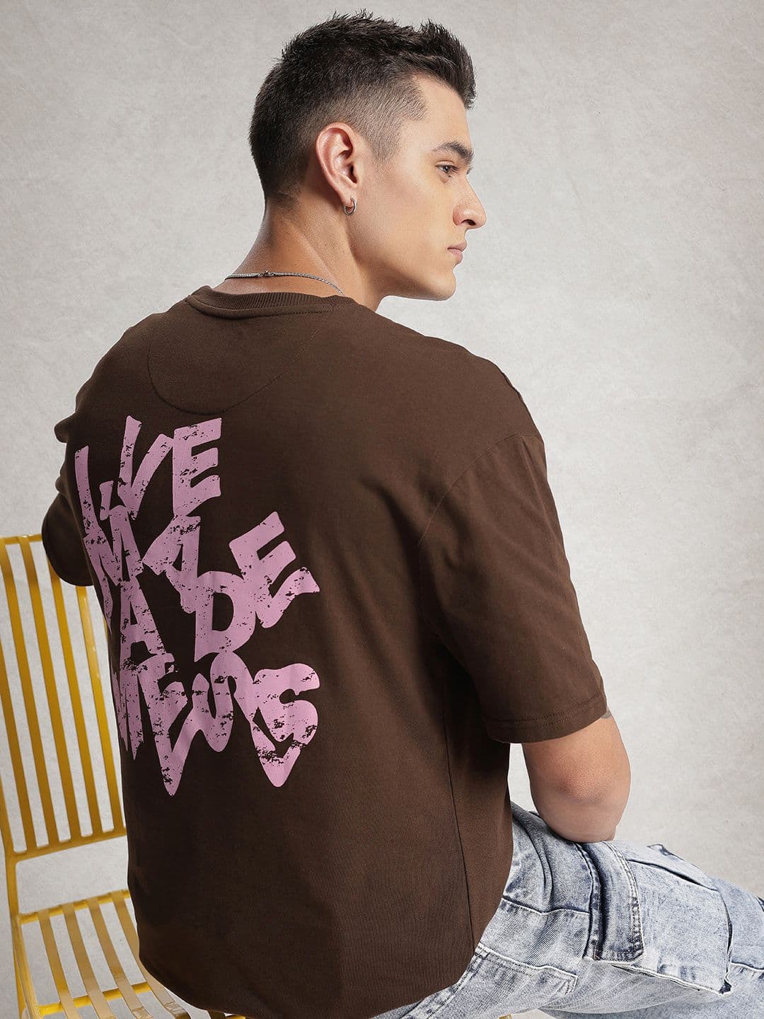 WROGN Oversized Fit Typography Printed Cotton T-shirt - view 1