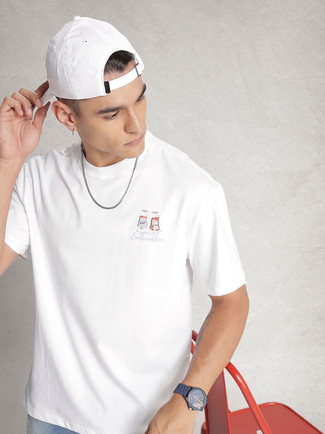 WROGN Drop-Shoulder Sleeves Oversized Pure Cotton T-shirt - view 1