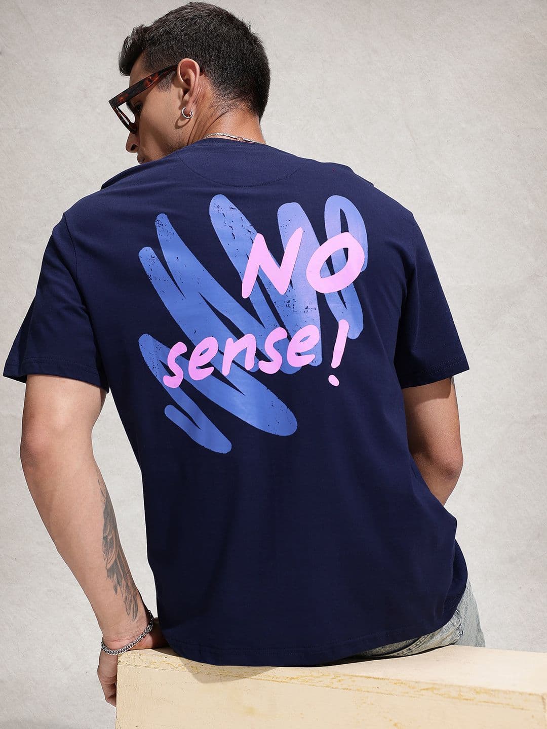 WROGN Pure Cotton Typography Printed Oversized T-shirt - view 1