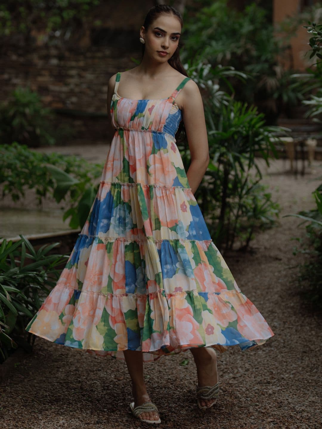 anayna Women Floral Printed Midi Ethnic Dresses - view 1