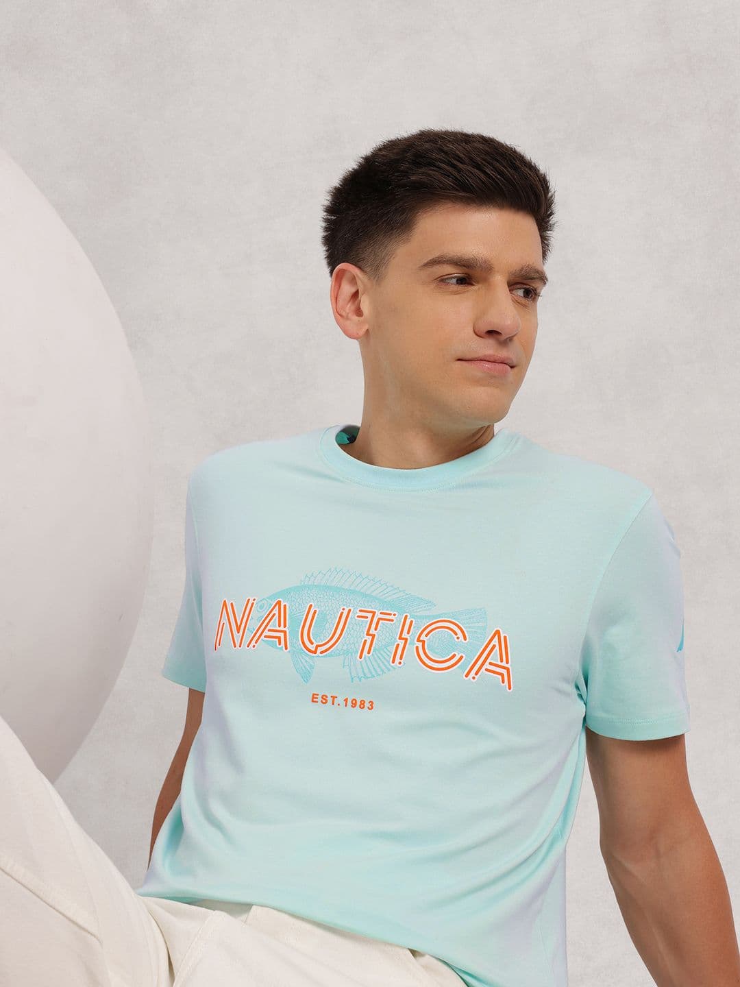 Nautica High IQ Lasting Colour Brand Logo Printed T-shirt - view 1