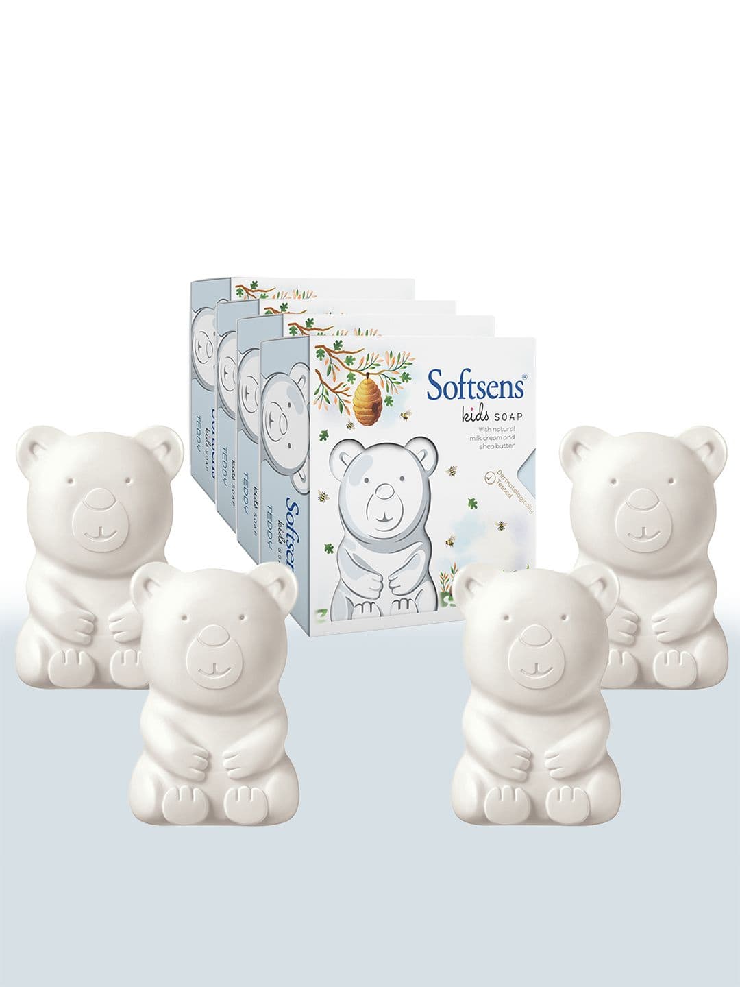 Softsens Kids Set Of 4 Teddy Bear Shaped Soap With Shea Butter - 75 g Each - view 1
