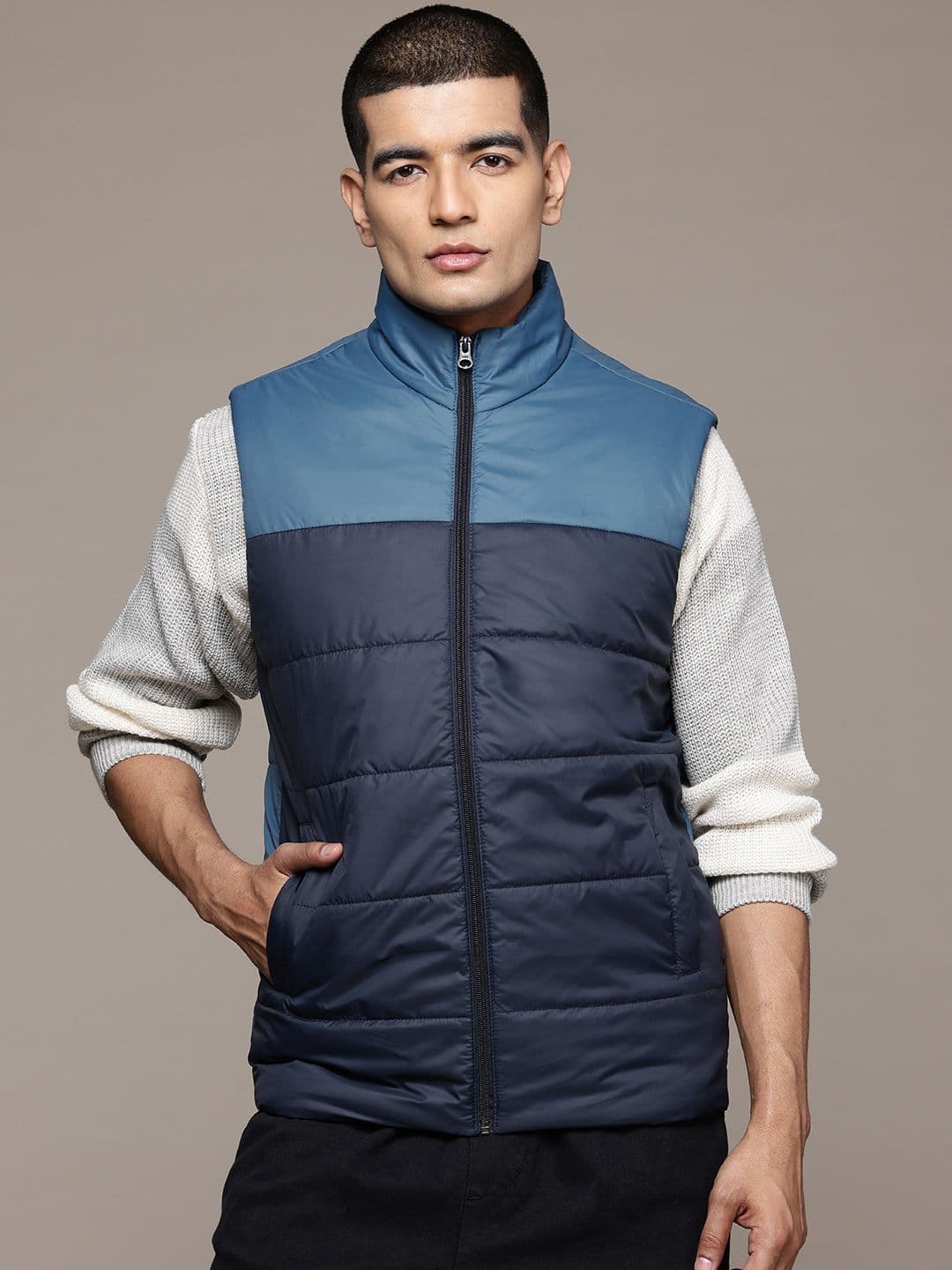 The Roadster Lifestyle Co. Colourblocked Lightweight Gilet Jacket - view 1