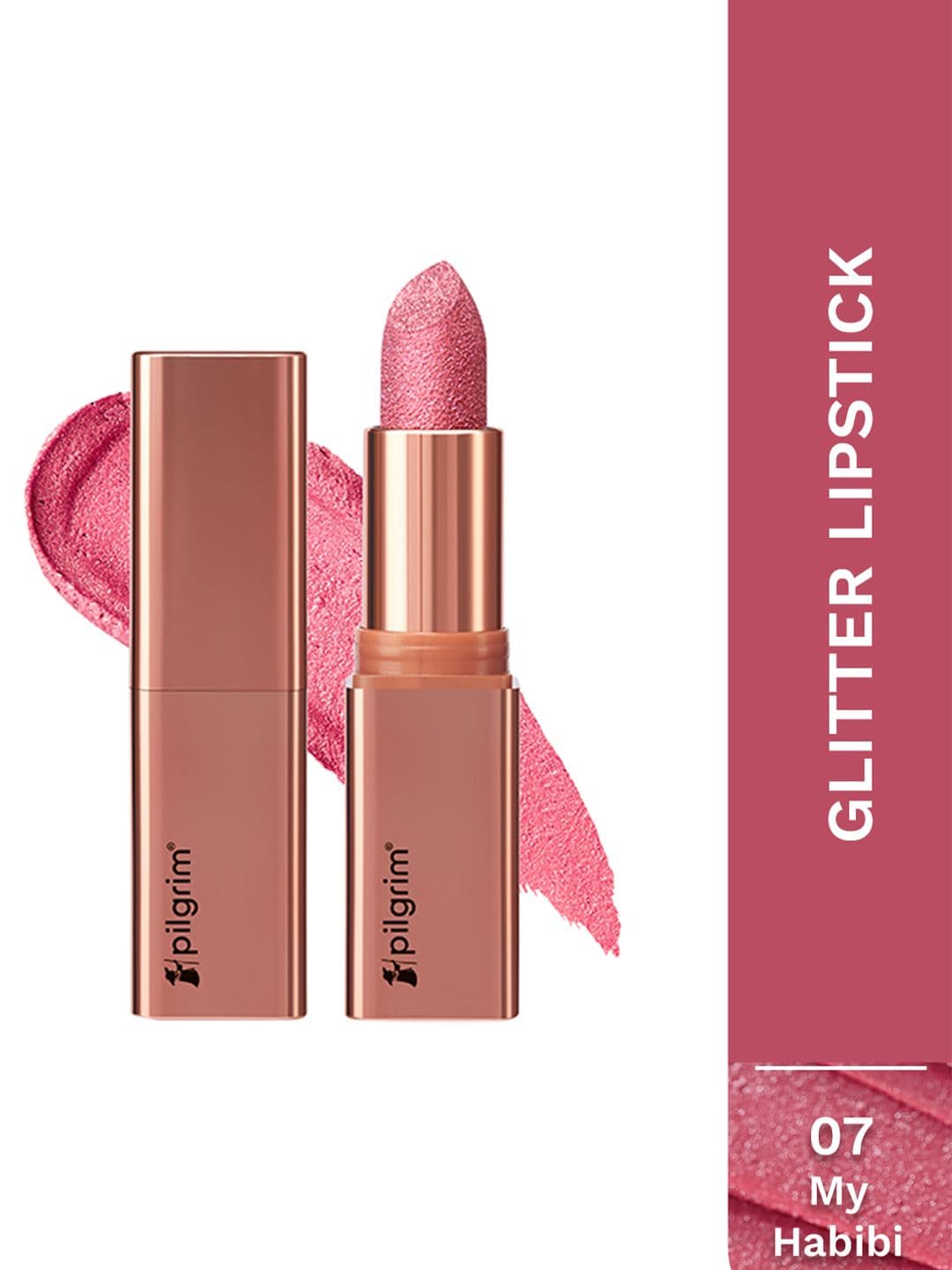 Pilgrim Glitter Lipstick Luxurious 3D Formula With Matte Finish - 4.2 g - My Habibi 07 - view 1