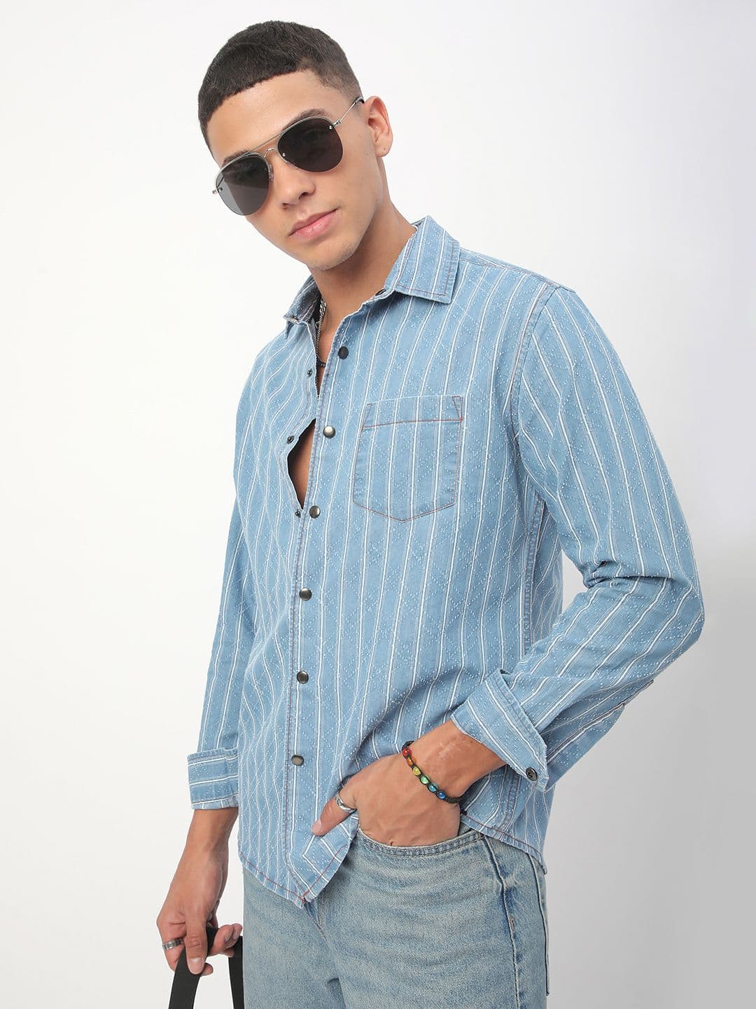 VASTRADO Men Classic Slim Fit Opaque Striped Casual Shirt - view 1