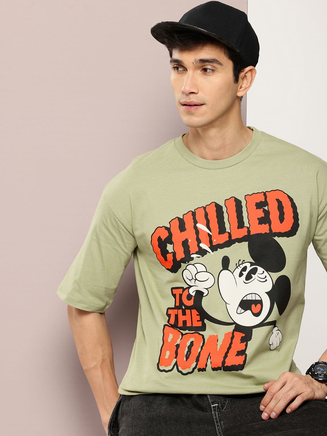 Kook N Keech Disney Pure Cotton Mickey Mouse Printed Drop-Shoulder Oversized T-shirt - view 1