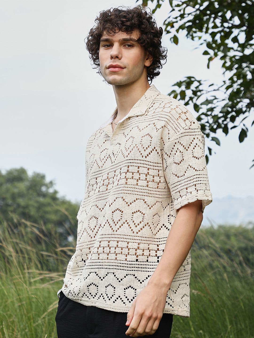 CAHOOT Men Polo Collar Raw Edge T-shirt - view 1