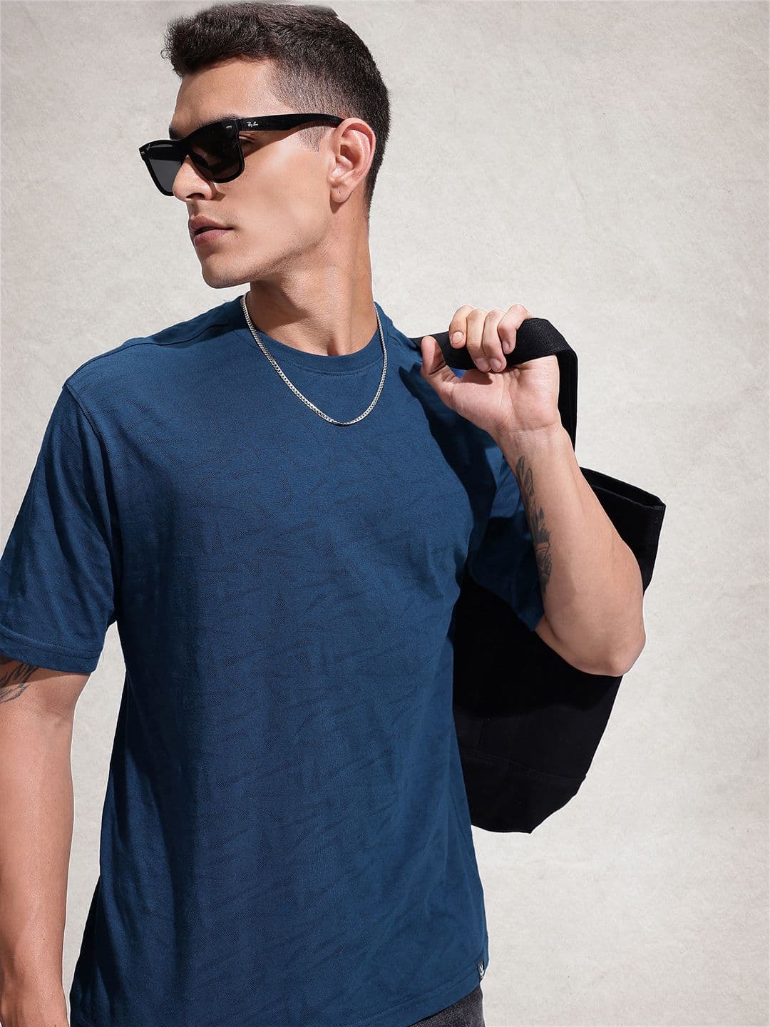 WROGN Oversized Fit Self Design Textured T-shirt - view 1
