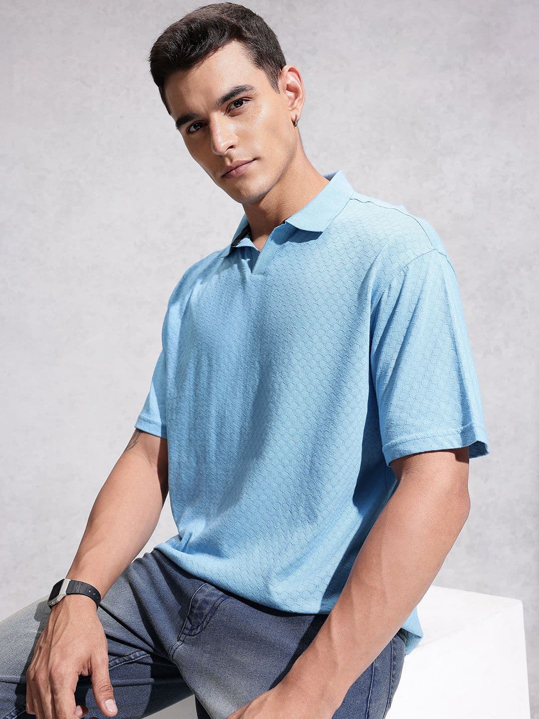 WROGN Self Design Drop-Shoulder Sleeves Oversized T-shirt - view 1