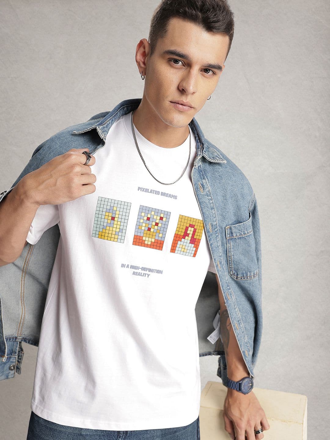 WROGN Oversized Fit Graphic Printed Cotton T-shirt - view 1