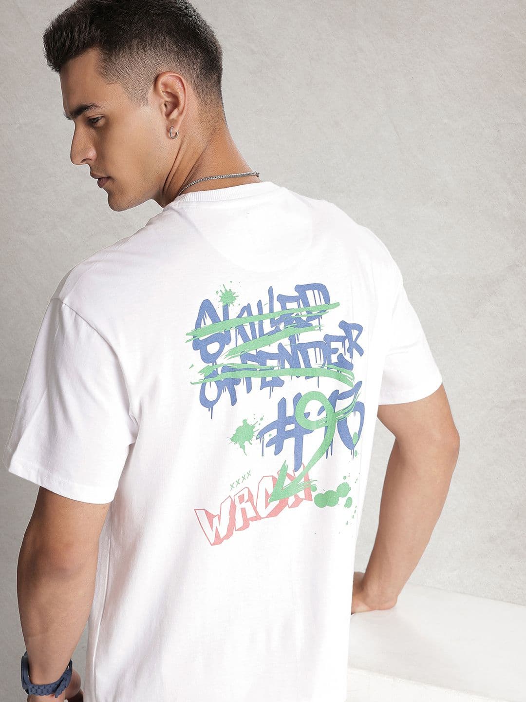 WROGN Oversized Fit Typography Printed Pure Cotton T-shirt - view 1