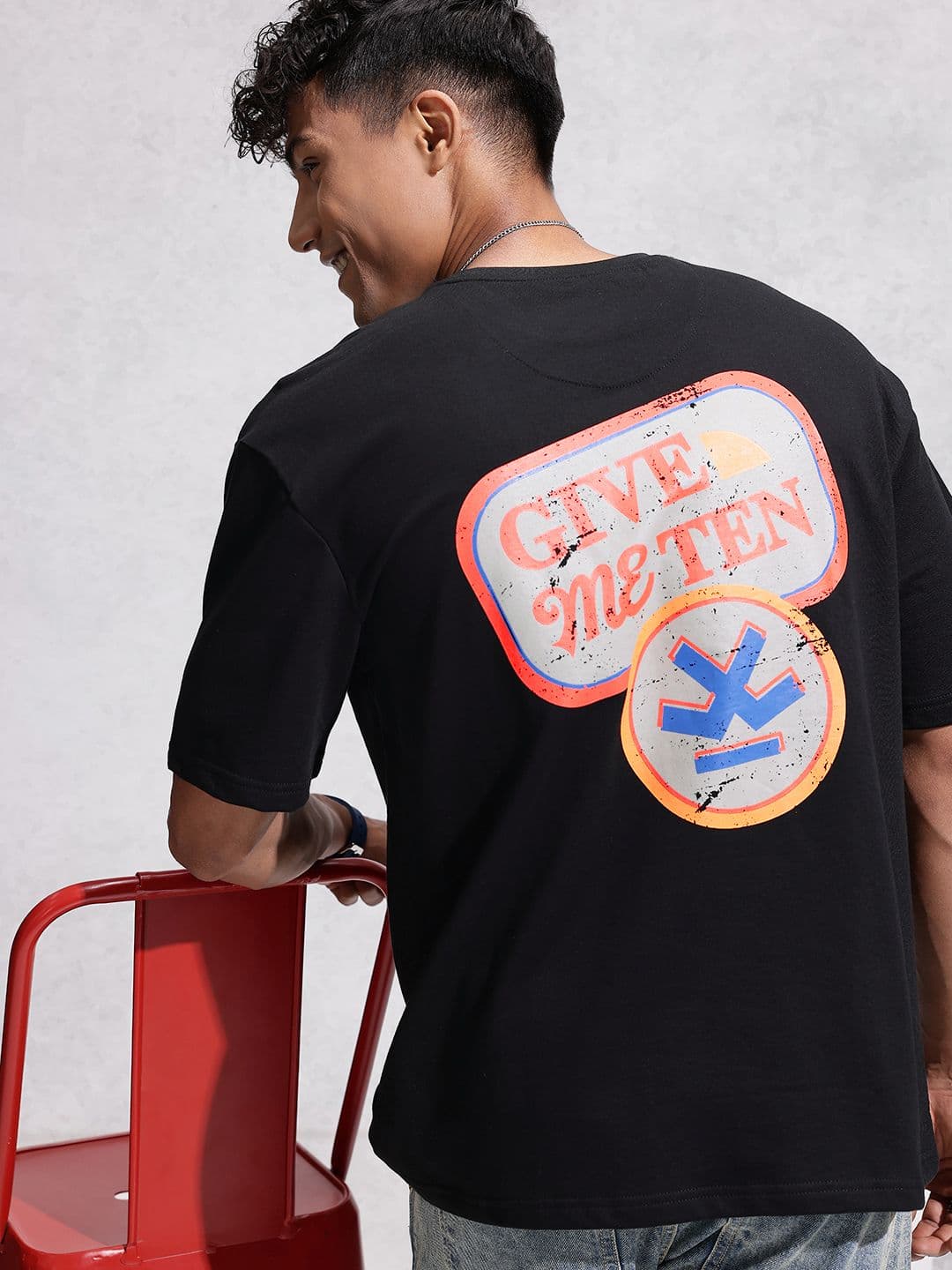 WROGN Oversized Fit Graphic Printed Cotton T-shirt - view 1