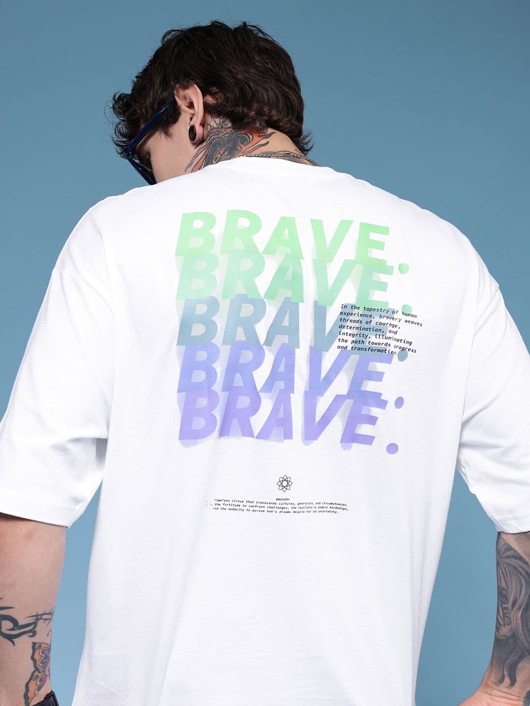 HERE&NOW Pure Cotton Typography Printed Oversized T-shirt - view 1