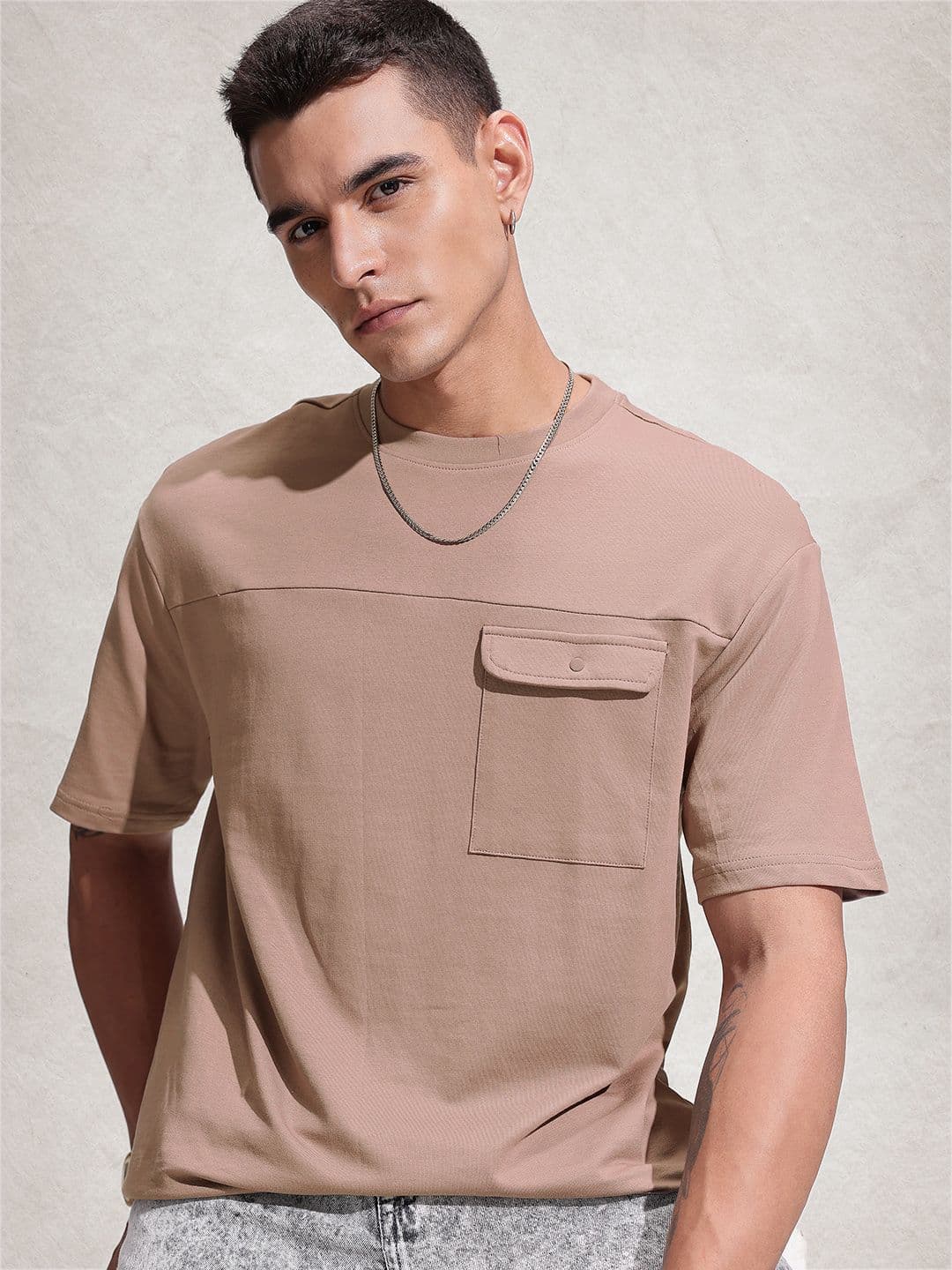 WROGN Drop-Shoulder Sleeves Cotton Oversized T-shirt - view 1