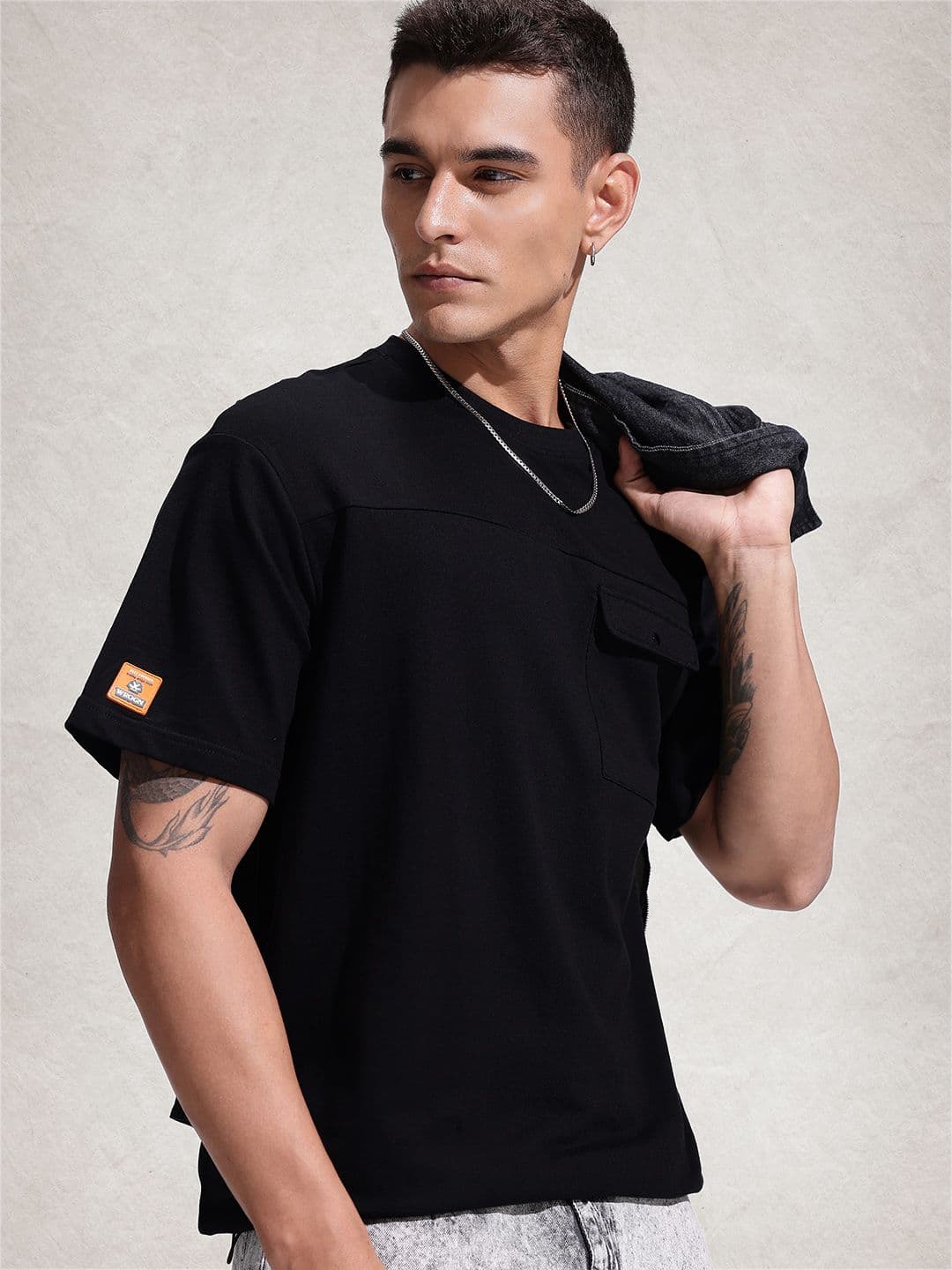 WROGN Drop-Shoulder Sleeves Cotton Oversized T-shirt - view 1