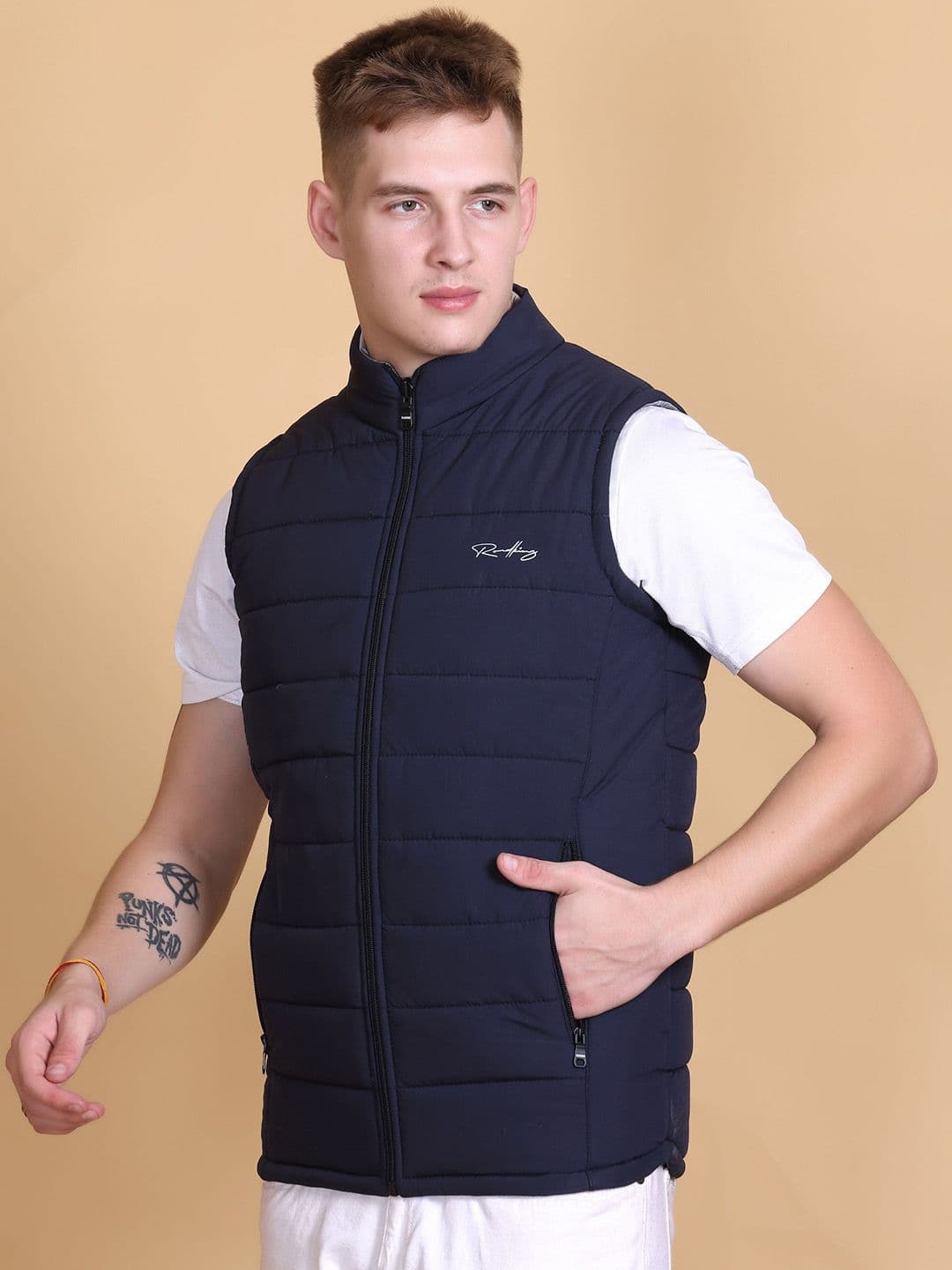 Roadking Men Mock Collar Solid Casual Padded Jacket - view 1