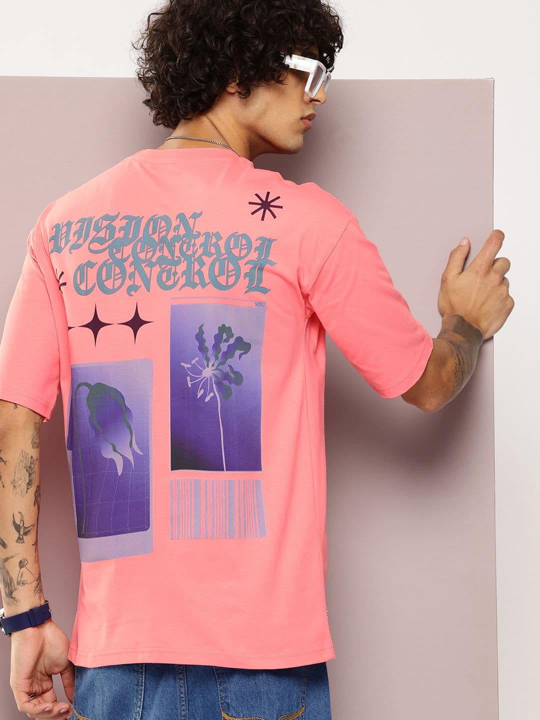 Kook N Keech Typography Printed Drop-Shoulder Sleeves Oversized T-shirt with Pocket - view 1