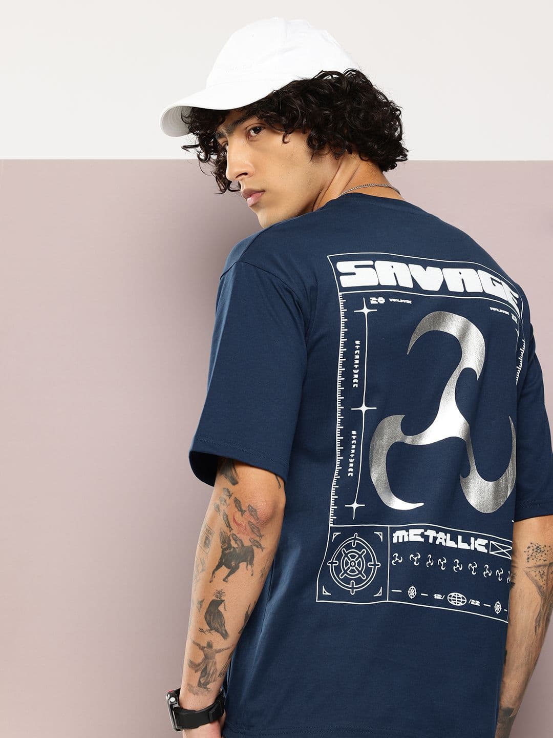 Kook N Keech Printed Drop-Shoulder Sleeves Oversized Pure Cotton Pockets T-shirt - view 1