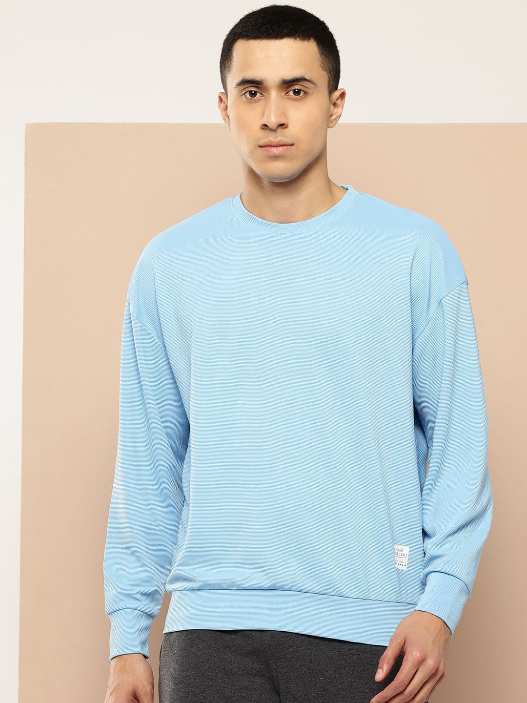 Alcis Solid Drop Shoulder Sleeve Sweatshirt with Typography Detail - view 1