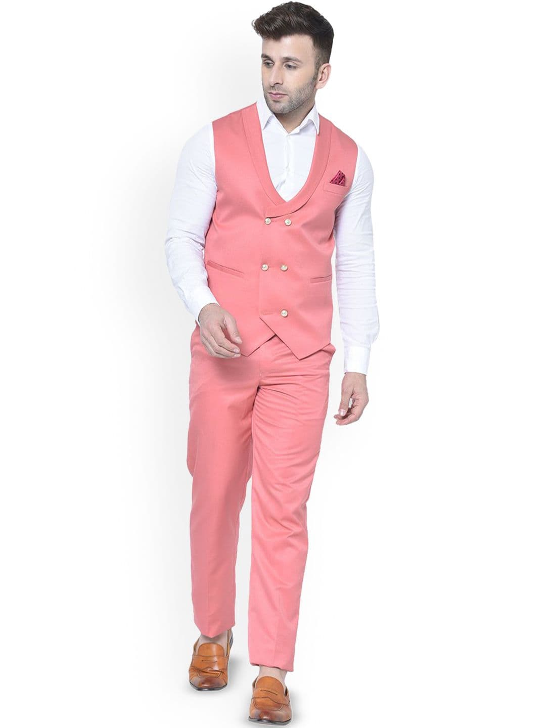 READYON Men Shawl Collar Double-Breasted Two-Piece Suit - view 1
