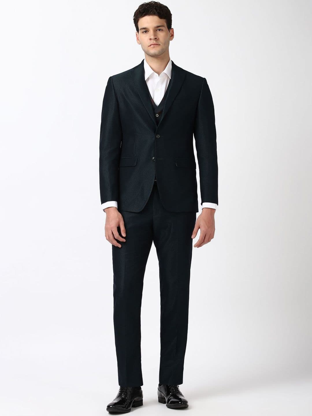 Peter England Elite Men 3-Pc Textured Slim Fit Single Breasted Suit - view 1