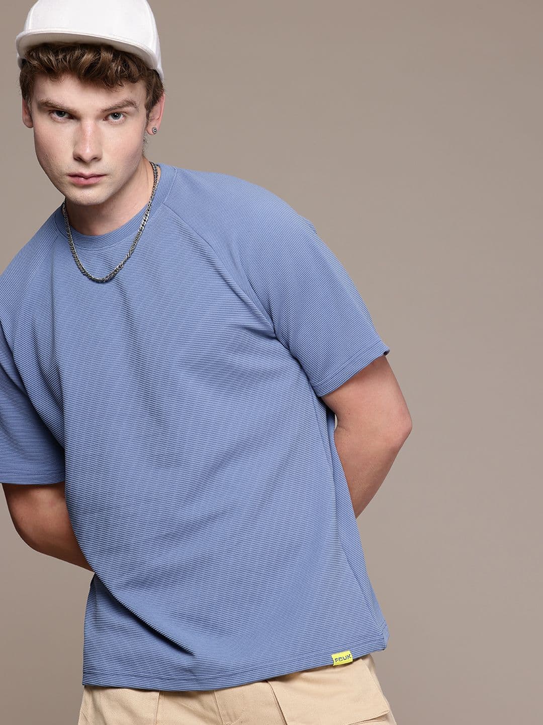 FCUK Self Design Textured Oversized T-shirt - view 1