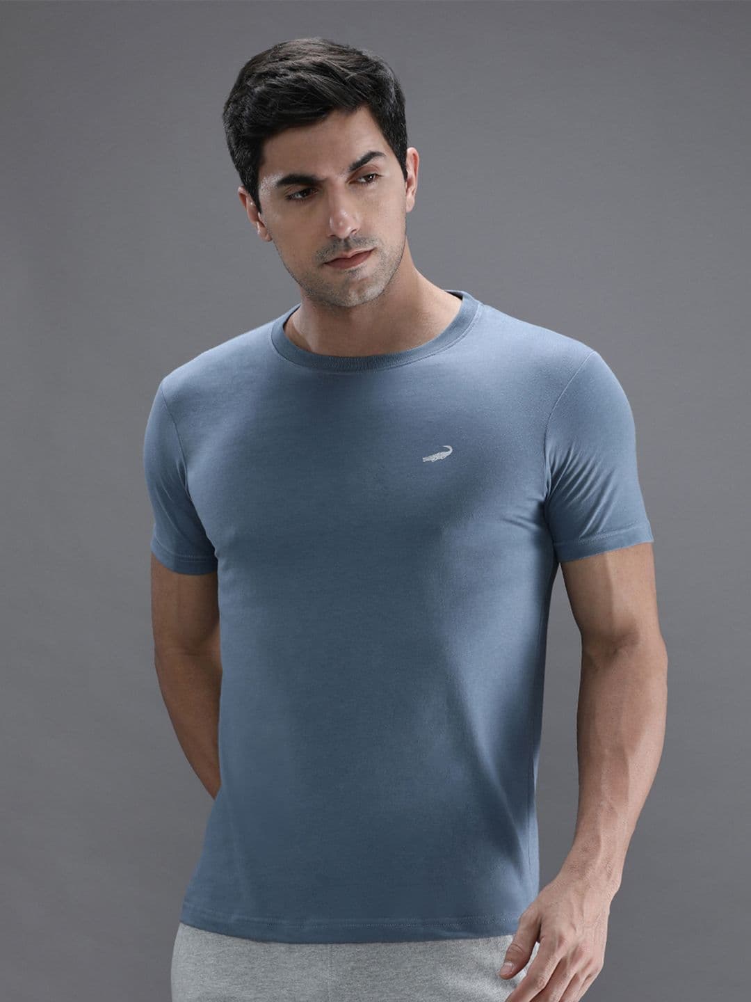 Crocodile Men Solid Round Neck Cotton T-shirt - view 1