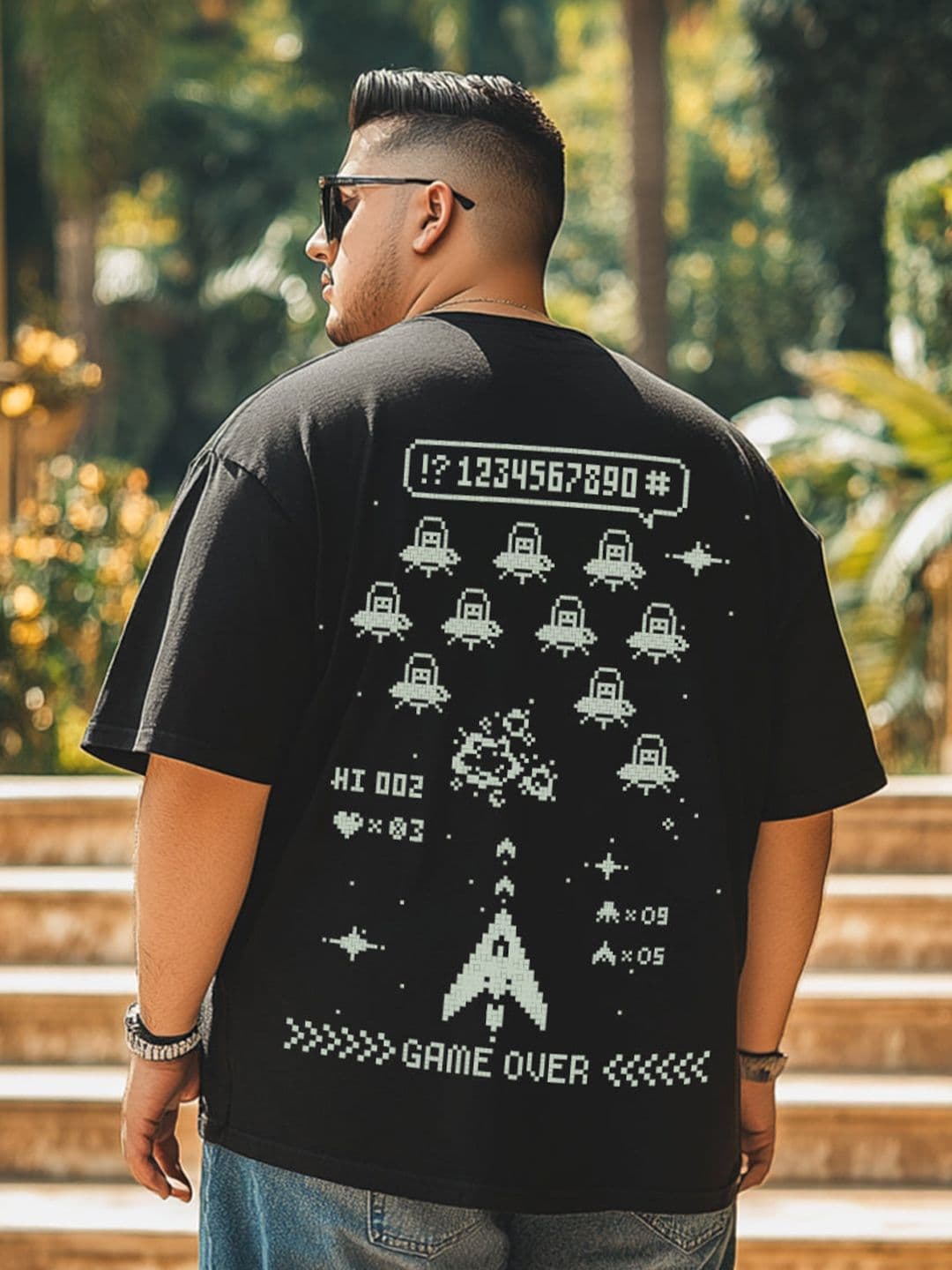 VEIRDO Men Plus Size Graphic Printed Round Neck Pure Cotton Relaxed Fit Oversize T-shirt - view 1