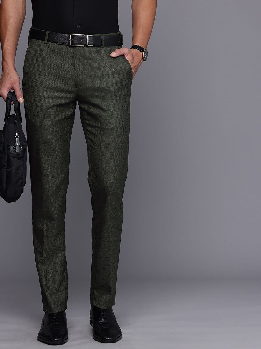Raymond Men Textured Slim Fit Formal Trousers - view 1